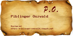 Piblinger Oszvald névjegykártya