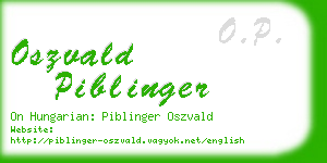 oszvald piblinger business card
